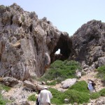 A partially collapsed limestone cave near the village of Ayios Pavlos. The survey targeted such south facing caves because they took advantage of the sun’s warmth and were therefore desirable to Stone Age hunter-gatherers.